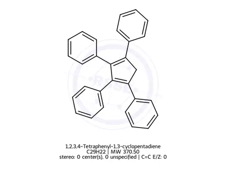 Chemical structure of 1,2,3,4 tetraphenylcyclopentdiene