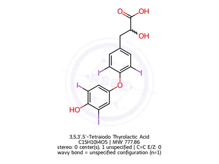 Chemical structure of 3,5,3`,5`-Tetraiodo Thyrolactic Acid