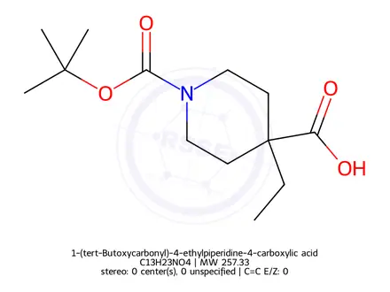 Chemical structure of 1-(tert-Butoxycarbonyl)-4-ethylpiperidine-4-carboxylic acid