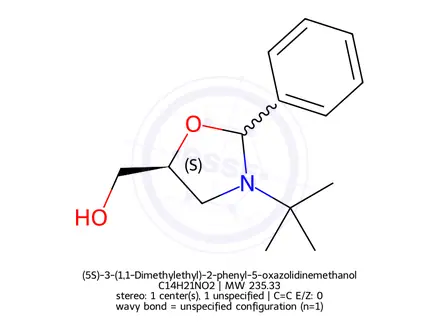 Chemical structure of (5S)-3-(1,1-Dimethylethyl)-2-phenyl-5-oxazolidinemethanol