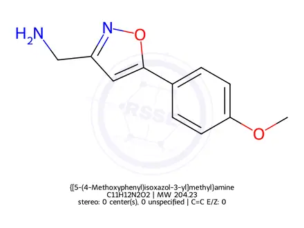 Chemical structure of {[5-(4-Methoxyphenyl)isoxazol-3-yl]methyl}amine