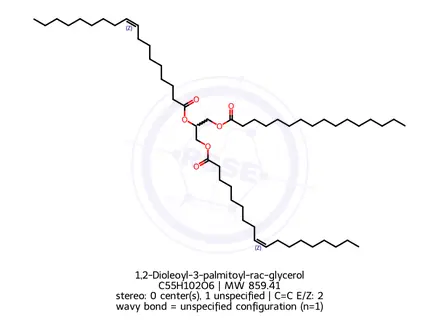 Chemical structure of 1,2-Dioleoyl-3-palmitoyl-rac-glycerol