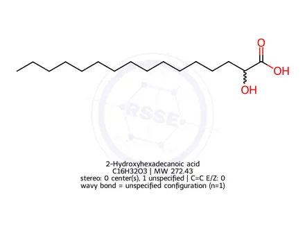 Chemical structure of 2-hydroxy-palmitic acid