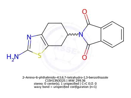 Chemical structure of 2-Amino-6-phthalimido-4,5,6,7-tetrahydro-1,3-benzothiazole