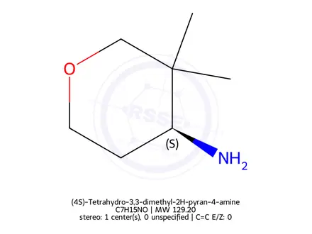 Chemical structure of (4S)-Tetrahydro-3,3-dimethyl-2H-pyran-4-amine