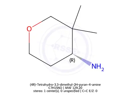 Chemical structure of (4R)-Tetrahydro-3,3-dimethyl-2H-pyran-4-amine