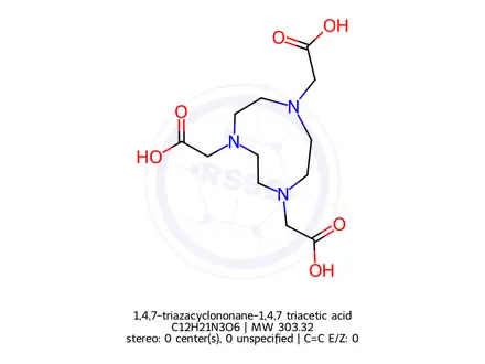 Chemical structure of 1,4,7-triazacyclononane-1,4,7 triacetic acid