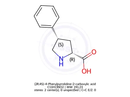 Chemical structure of (2R,4S)-4-Phenylpyrrolidine-2-carboxylic acid