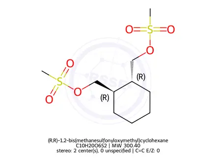 Chemical structure of (R,R)-1,2-bis(methanesulfonyloxymethyl)cyclohexane