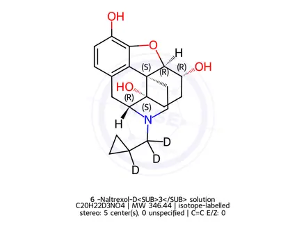 Chemical structure of 6β-Naltrexol-D<SUB>3</SUB> solution