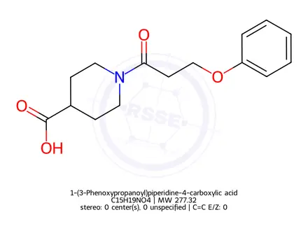 Chemical structure of 1-(3-Phenoxypropanoyl)piperidine-4-carboxylic acid