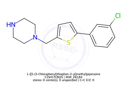Chemical structure of 1-{[5-(3-Chlorophenyl)thiophen-2-yl]methyl}piperazine