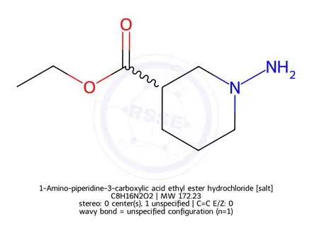 Chemical structure of 1-Amino-piperidine-3-carboxylic acid ethyl ester hydrochloride
