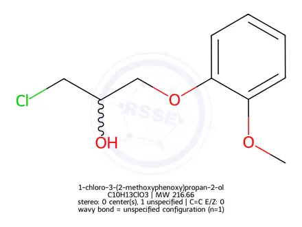 Chemical structure of 1-chloro-3-(2-methoxyphenoxy)propan-2-ol