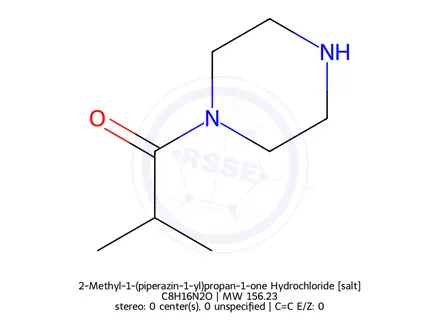 Chemical structure of 2-Methyl-1-(piperazin-1-yl)propan-1-one Hydrochloride