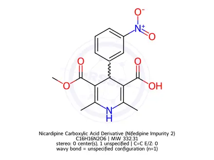 Chemical structure of Nicardipine Carboxylic Acid Derivative (Nifedipine Impurity 2)