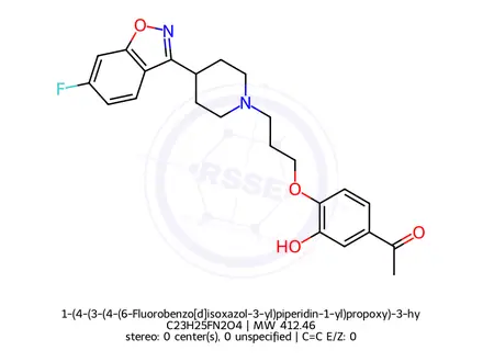 Chemical structure of 1-(4-(3-(4-(6-Fluorobenzo[d]isoxazol-3-yl)piperidin-1-yl)propoxy)-3-hydroxyphenyl)ethanone