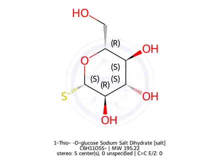 Chemical structure of 1-Thio-β-D-glucose Sodium Salt Dihydrate