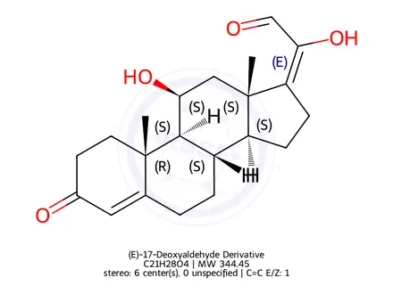 Chemical structure of (11β,17E)-11,20-Dihydroxy-3-oxo-pregna-4,17(20)-dien-21-al