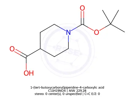 Chemical structure of 1-(tert-butoxycarbonyl)piperidine-4-carboxylic acid