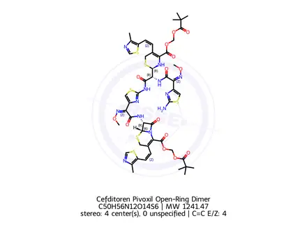Chemical structure of Cefditoren ring opening Dimer