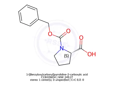 Chemical structure of 1-[(Benzyloxy)carbonyl]pyrrolidine-2-carboxylic acid
