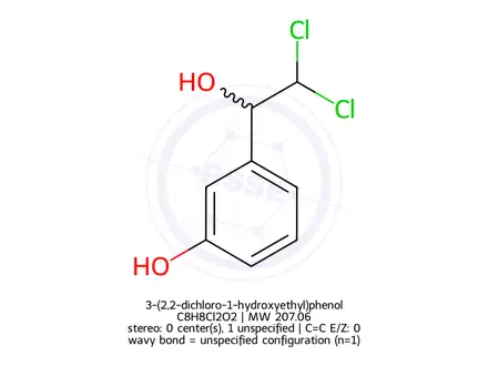 Chemical structure of 3-(2,2-dichloro-1-hydroxyethyl)phenol