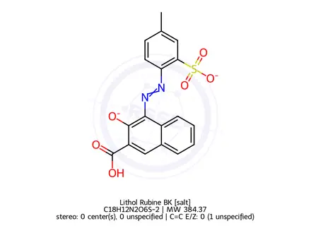 Chemical structure of Lithol Rubine BK