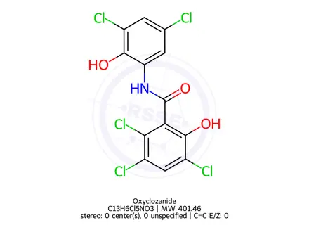 Chemical structure of Oxyclozanide