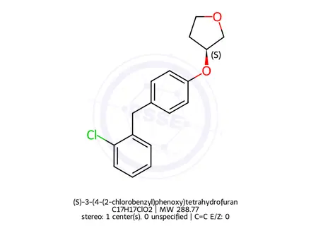Chemical structure of (S)-3-(4-(2-chlorobenzyl)phenoxy)tetrahydrofuran
