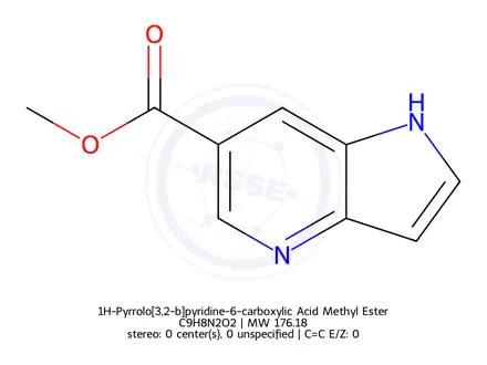 Chemical structure of 1H-Pyrrolo[3,2-b]pyridine-6-carboxylic Acid Methyl Ester (BSC)