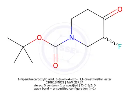 Chemical structure of 1-Piperidinecarboxylic acid, 3-fluoro-4-oxo-, 1,1-dimethylethyl ester