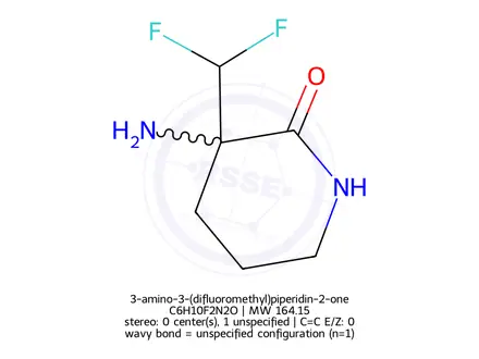 Chemical structure of 3-amino-3-(difluoromethyl)piperidin-2-one