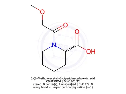 Chemical structure of 1-(2-Methoxyacetyl)-2-piperidinecarboxylic acid