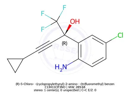 Chemical structure of (R)-5-Chloro-α-(cyclopropylethynyl)-2-amino-α-(trifluoromethyl) benzenemethanol