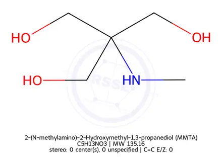 Chemical structure of 2-(N-methylamino)-2-Hydroxymethyl-1,3-propanediol (MMTA)