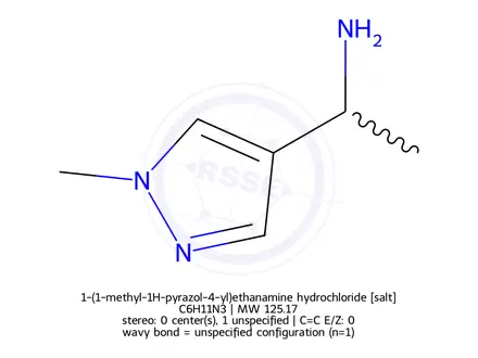 Chemical structure of 1-(1-methyl-1H-pyrazol-4-yl)ethanamine hydrochloride