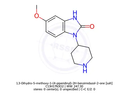 Chemical structure of 1,3-Dihydro-5-methoxy-1-(4-piperidinyl)-2H-benzimidazol-2-one