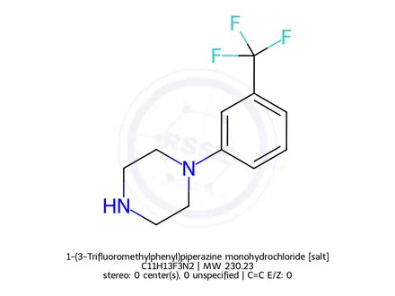 Chemical structure of 1-(3-Trifluoromethylphenyl)piperazine monohydrochloride