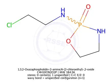 Chemical structure of 1,3,2-Oxazaphospholidin-2-amine,N-(2-chloroethyl)-,2-oxide