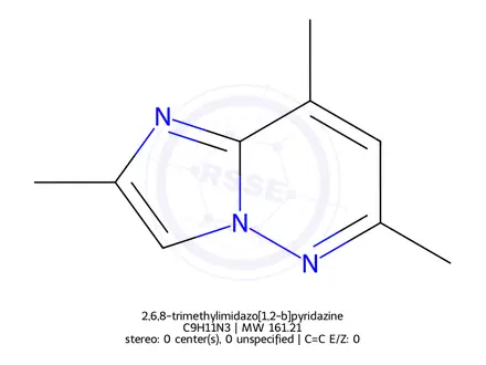 Chemical structure of 2,6,8-trimethylimidazo[1,2-b]pyridazine