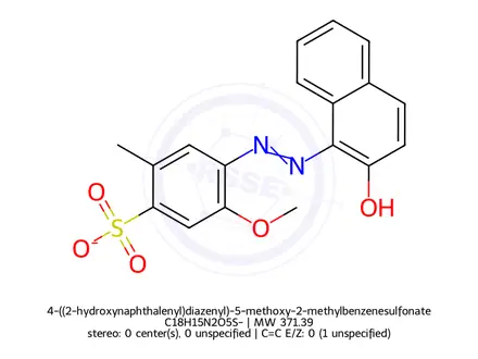 Chemical structure of 4-((2-hydroxynaphthalenyl)diazenyl)-5-methoxy-2-methylbenzenesulfonate Sodium
