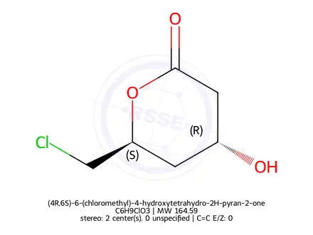 Chemical structure of (4R,6S)-6-(chloromethyl)-4-hydroxytetrahydro-2H-pyran-2-one