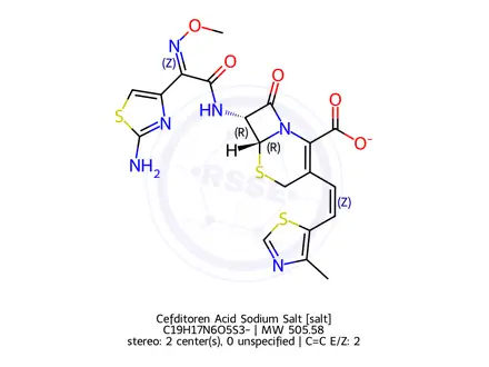 Chemical structure of Cefditoren Acid Sodium Salt