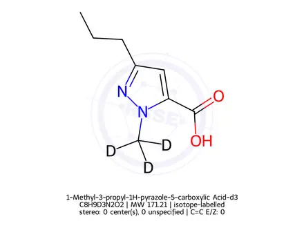 Chemical structure of 1-Methyl-3-propyl-1H-pyrazole-5-carboxylic Acid-d3