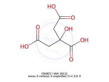 Chemical structure of 2-hydroxypropane-1,2,3-tricarboxylic acid
