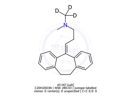 Chemical structure of Amitriptyline-d<SUB>3</SUB> hydrochloride solution