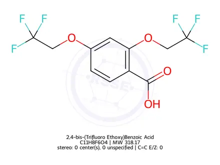 Chemical structure of 2,4-bis-(Trifluoro Ethoxy)Benzoic Acid