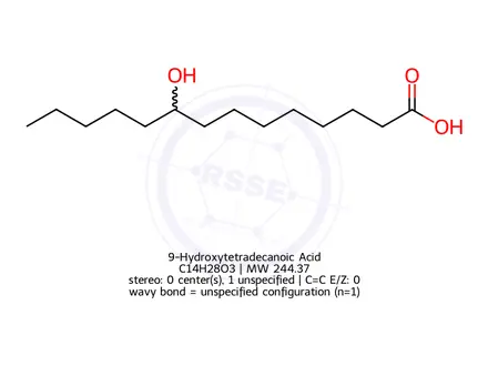 Chemical structure of 9-Hydroxytetradecanoic Acid