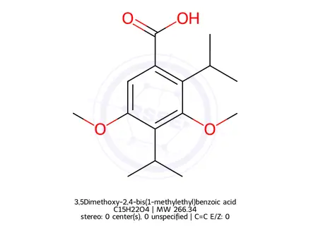 Chemical structure of 3,5Dimethoxy-2,4-bis(1-methylethyl)benzoic acid